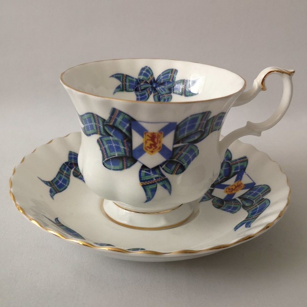 Vintage Royal Albert Nova Scotia Tartan Bone China Teacup & Saucer Set, England